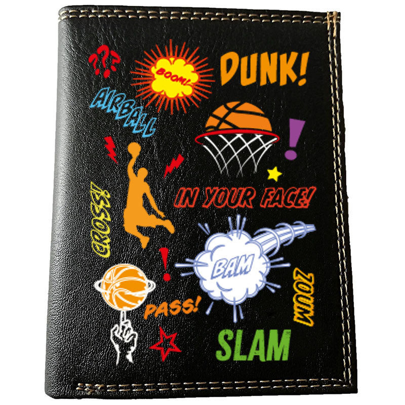 Petit Portefeuille Homme noir avec Porte Monnaie Personnalisé Basketball BD