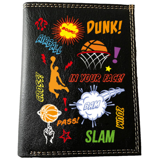 Petit Portefeuille Homme noir avec Porte Monnaie Personnalisé Basketball BD