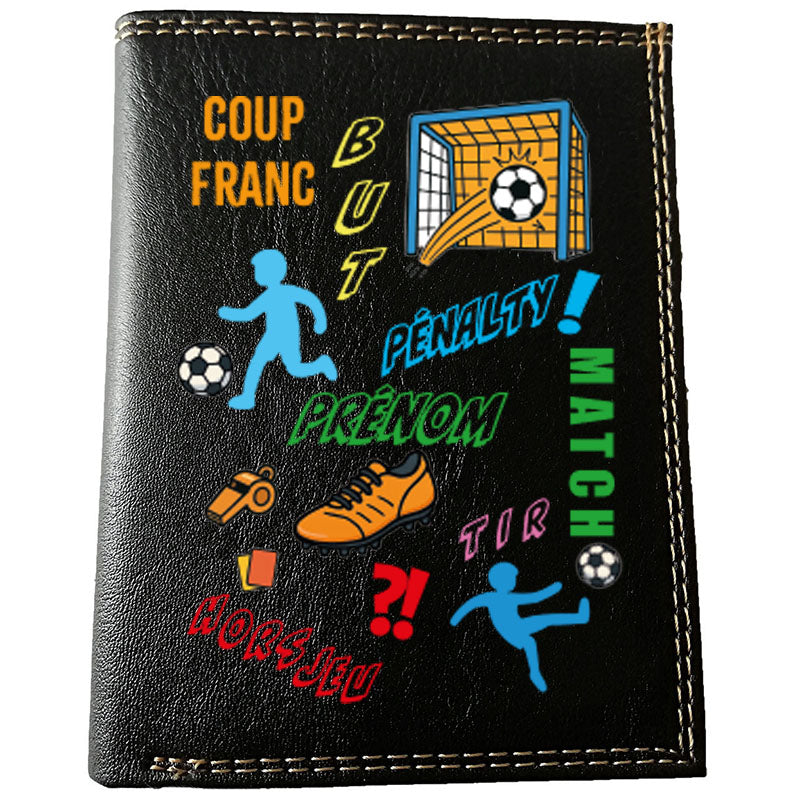 Petit Portefeuille Homme noir avec Porte Monnaie Personnalisé Football BD