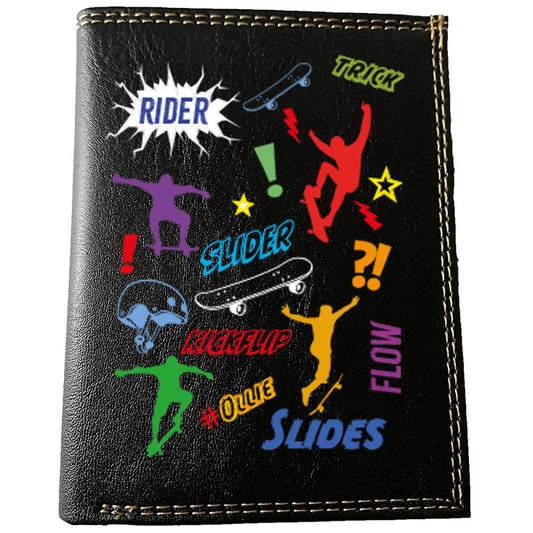 Petit Portefeuille Homme noir avec Porte Monnaie Personnalisé Skate BD