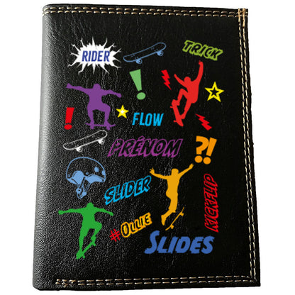 Petit Portefeuille Homme noir avec Porte Monnaie Personnalisé Skate BD
