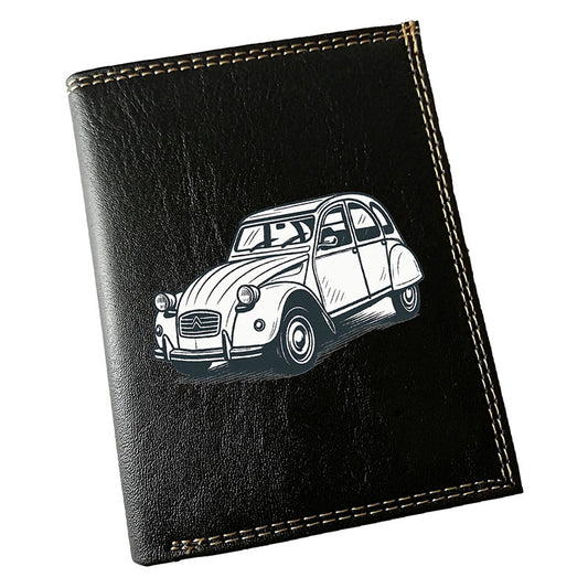 Portefeuille Homme Noir Personnalisé – Voiture Vintage 2CV - Cadeau Auto Ancienne