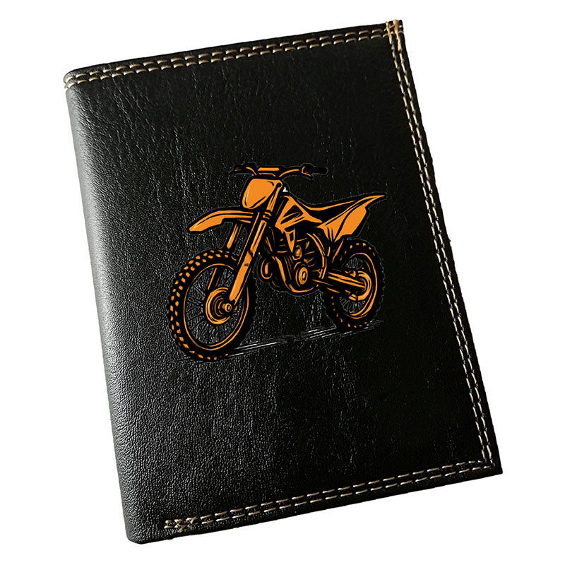 Portefeuille Homme Noir Personnalisé – Moto Cross - Prénom en option
