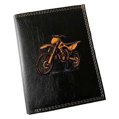 Portefeuille Homme Noir Personnalisé – Moto Cross - Prénom en option
