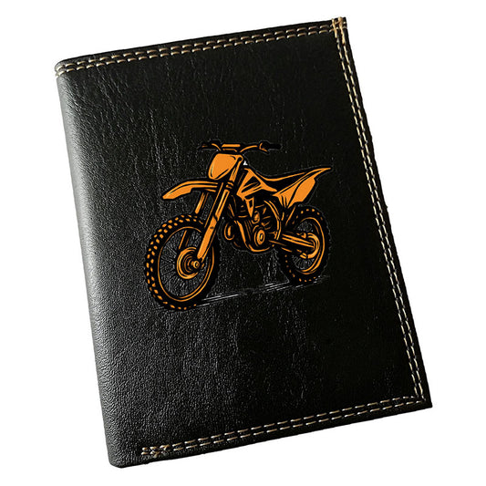 Portefeuille Homme Noir Personnalisé – Moto Cross - Prénom en option