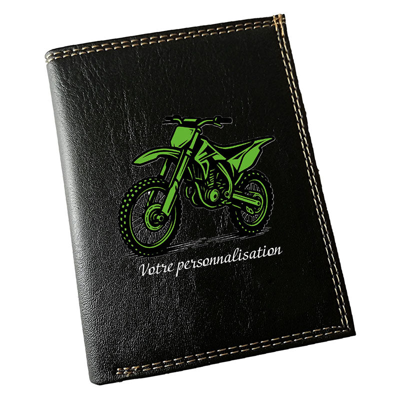 Portefeuille Homme Noir Personnalisé – Moto Cross - Prénom en option
