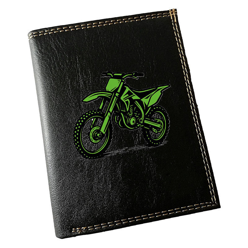 Portefeuille Homme Noir Personnalisé – Moto Cross - Prénom en option