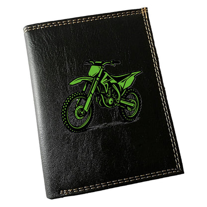 Portefeuille Homme Noir Personnalisé – Moto Cross - Prénom en option