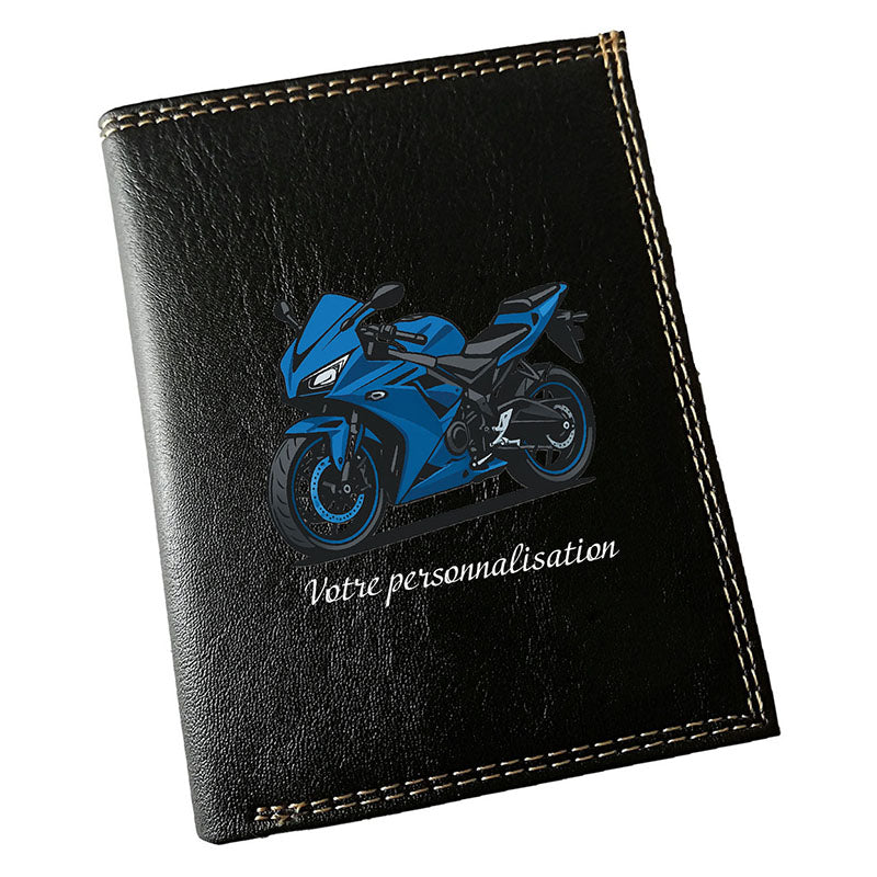 Portefeuille Homme Noir Personnalisé – Moto Sport - Prénom en option