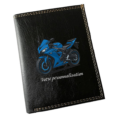 Portefeuille Homme Noir Personnalisé – Moto Sport - Prénom en option
