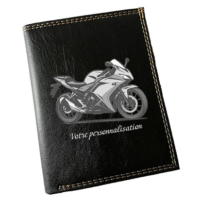 Portefeuille Homme Noir Personnalisé – Moto Sport - Prénom en option