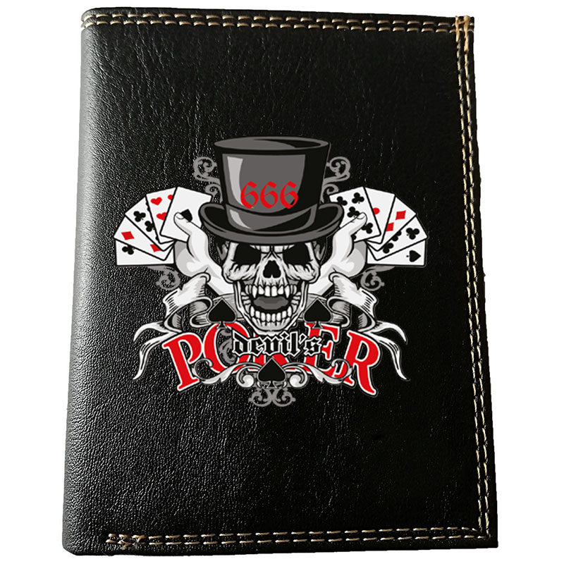Petit Portefeuille porte monnaie noir pour Homme personnalisé Poker