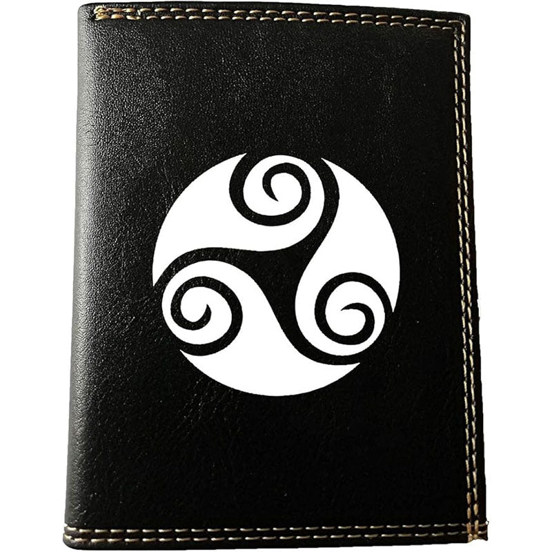 Petit Portefeuille porte monnaie pour Homme noir personnalisé Triskel