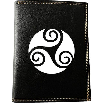 Petit Portefeuille porte monnaie pour Homme noir personnalisé Triskel